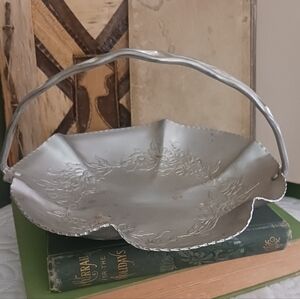 Vintage Metal Basket With Floral Design